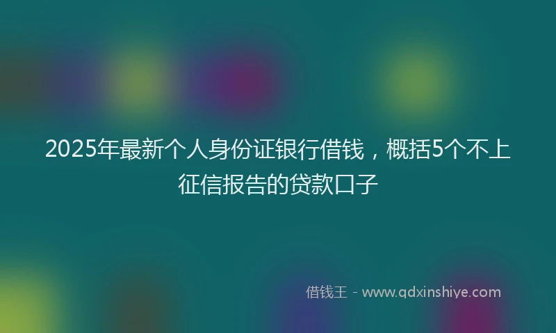 2025年最新个人身份证银行借钱，概括5个不上征信报告的贷款口子