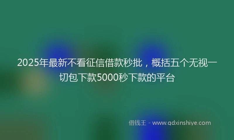 2025年最新不看征信借款秒批，概括五个无视一切包下款5000秒下款的平台