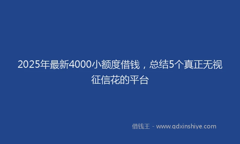2025年最新4000小额度借钱，总结5个真正无视征信花的平台