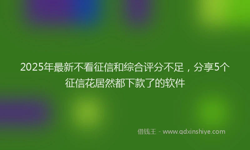 2025年最新不看征信和综合评分不足，分享5个征信花居然都下款了的软件