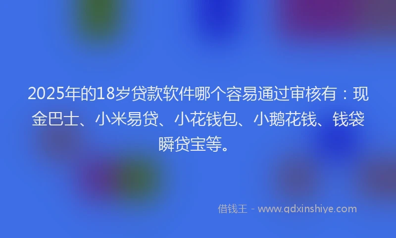 2025年的18岁贷款软件哪个容易通过审核有：现金巴士、小米易贷、小花钱包、小鹅花钱、钱袋瞬贷宝等。