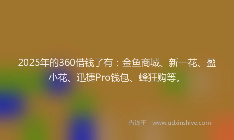 2025年的360借钱了有：金鱼商城、新一花、盈小花、迅捷Pro钱包、蜂狂购等。