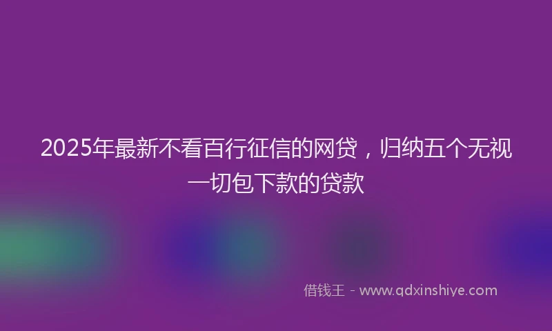 2025年最新不看百行征信的网贷，归纳五个无视一切包下款的贷款