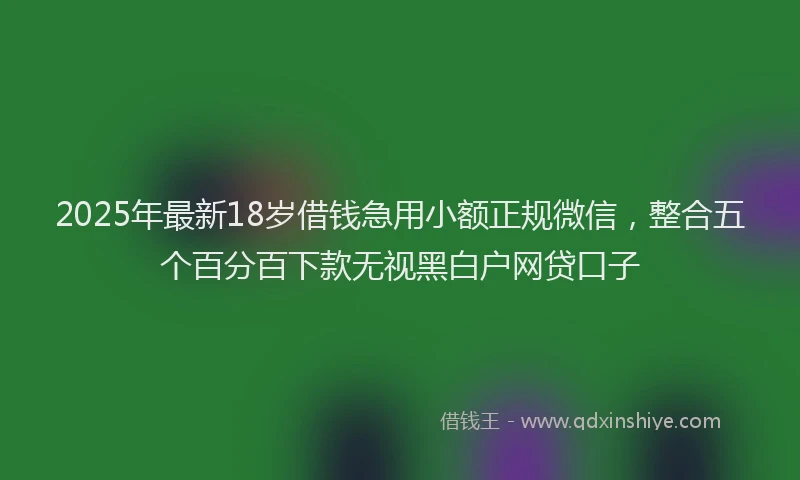 2025年最新18岁借钱急用小额正规微信，整合五个百分百下款无视黑白户网贷口子