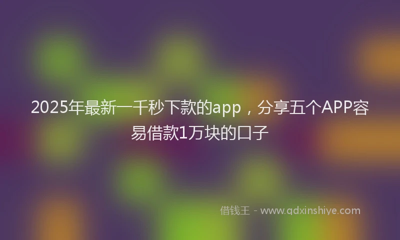 2025年最新一千秒下款的app，分享五个APP容易借款1万块的口子
