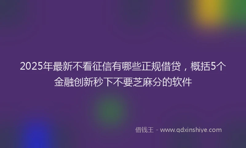 2025年最新不看征信有哪些正规借贷，概括5个金融创新秒下不要芝麻分的软件