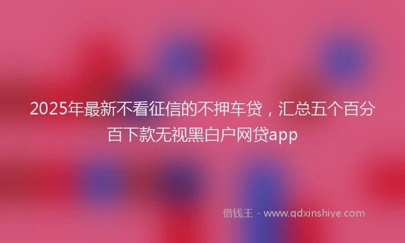 2025年最新不看征信的不押车贷，汇总五个百分百下款无视黑白户网贷app