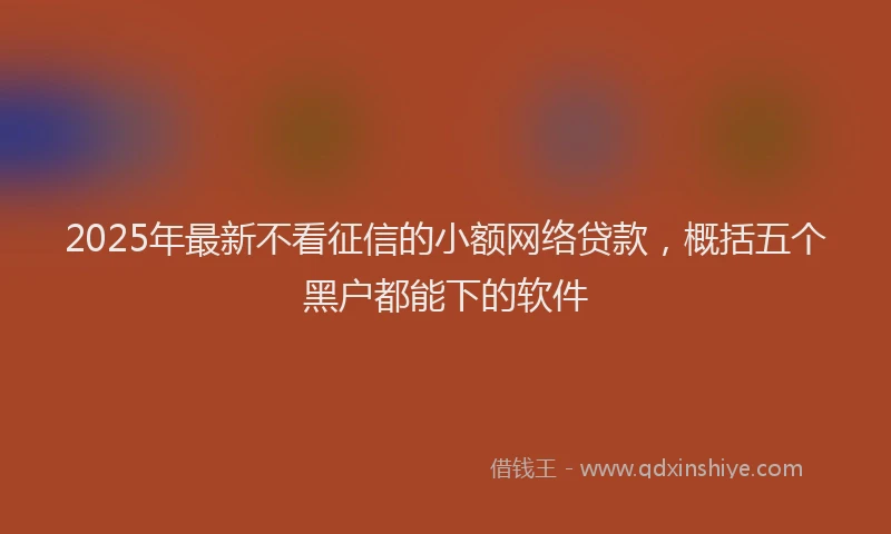 2025年最新不看征信的小额网络贷款，概括五个黑户都能下的软件