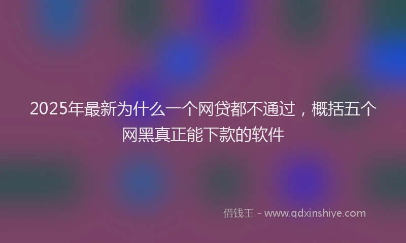 2025年最新为什么一个网贷都不通过，概括五个网黑真正能下款的软件