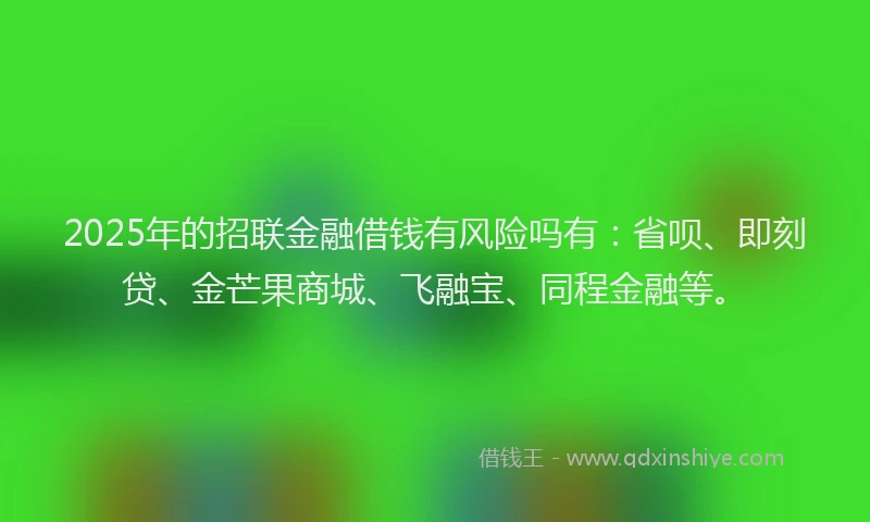 2025年的招联金融借钱有风险吗有：省呗、即刻贷、金芒果商城、飞融宝、同程金融等。