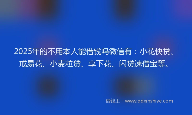 2025年的不用本人能借钱吗微信有：小花快贷、戒易花、小麦粒贷、享下花、闪贷速借宝等。