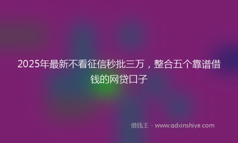 2025年最新不看征信秒批三万，整合五个靠谱借钱的网贷口子
