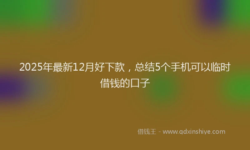 2025年最新12月好下款，总结5个手机可以临时借钱的口子