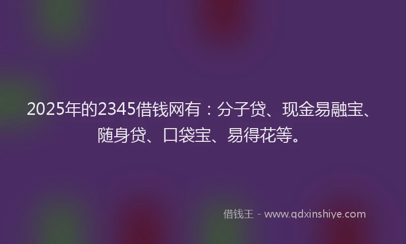 2025年的2345借钱网有：分子贷、现金易融宝、随身贷、口袋宝、易得花等。