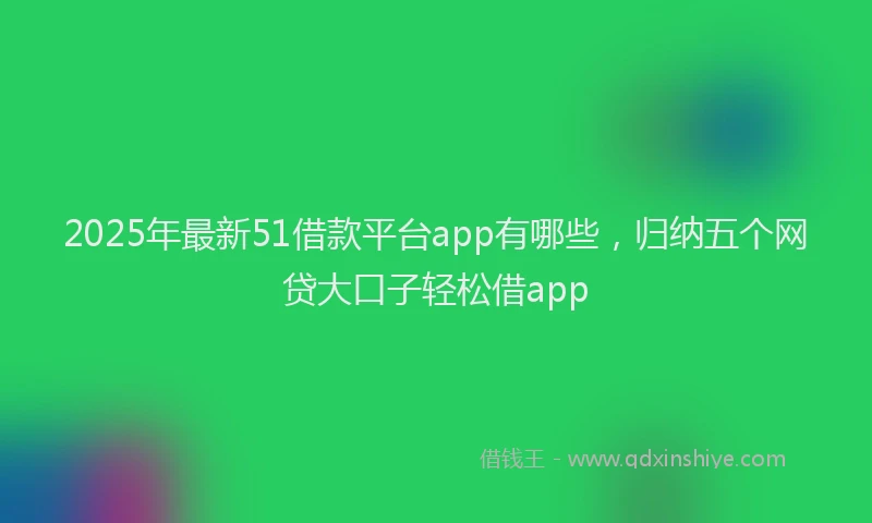 2025年最新51借款平台app有哪些，归纳五个网贷大口子轻松借app