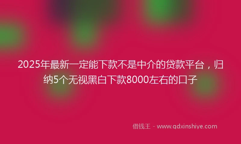 2025年最新一定能下款不是中介的贷款平台，归纳5个无视黑白下款8000左右的口子