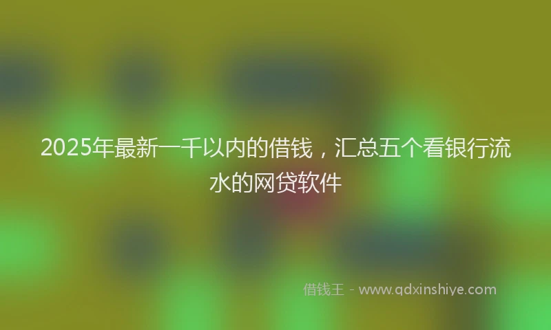 2025年最新一千以内的借钱，汇总五个看银行流水的网贷软件