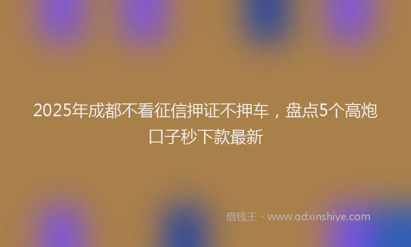 2025年成都不看征信押证不押车，盘点5个高炮口子秒下款最新