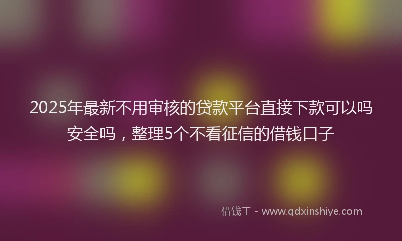 2025年最新不用审核的贷款平台直接下款可以吗安全吗，整理5个不看征信的借钱口子