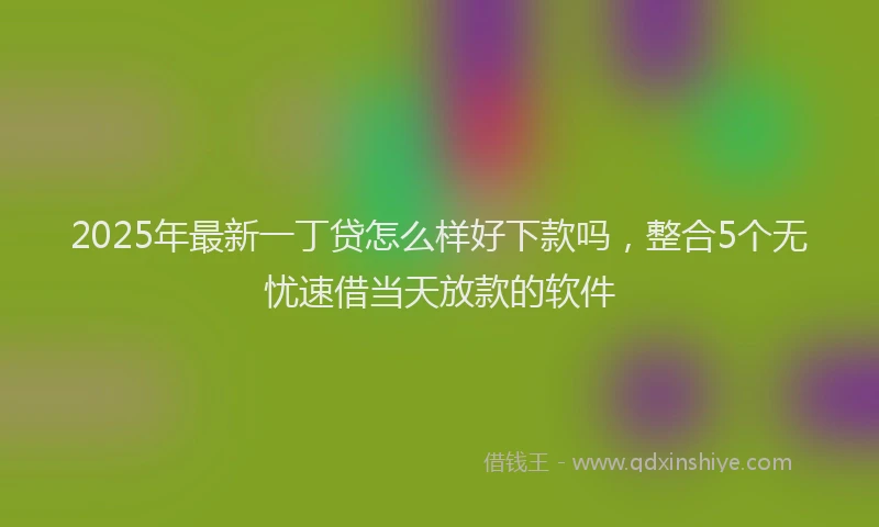 2025年最新一丁贷怎么样好下款吗，整合5个无忧速借当天放款的软件