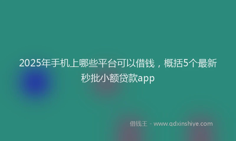 2025年手机上哪些平台可以借钱，概括5个最新秒批小额贷款app