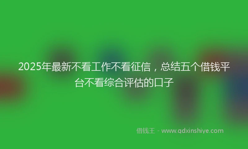 2025年最新不看工作不看征信，总结五个借钱平台不看综合评估的口子