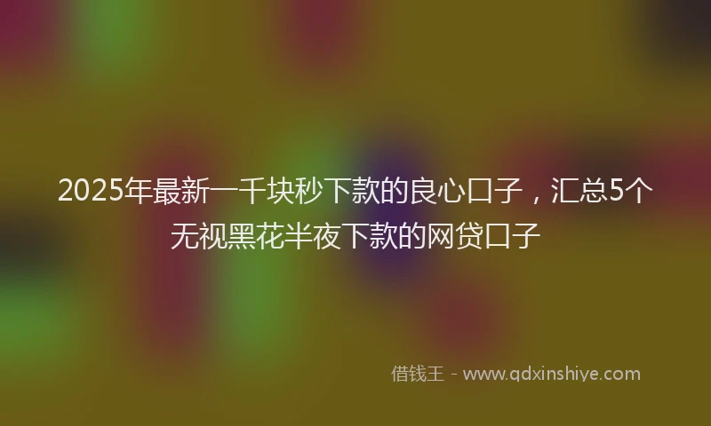 2025年最新一千块秒下款的良心口子，汇总5个无视黑花半夜下款的网贷口子