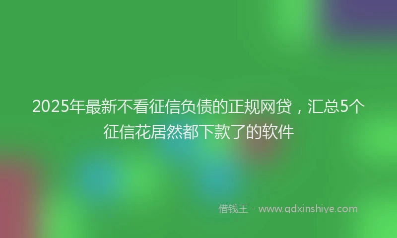 2025年最新不看征信负债的正规网贷，汇总5个征信花居然都下款了的软件