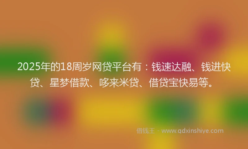 2025年的18周岁网贷平台有：钱速达融、钱进快贷、星梦借款、哆来米贷、借贷宝快易等。