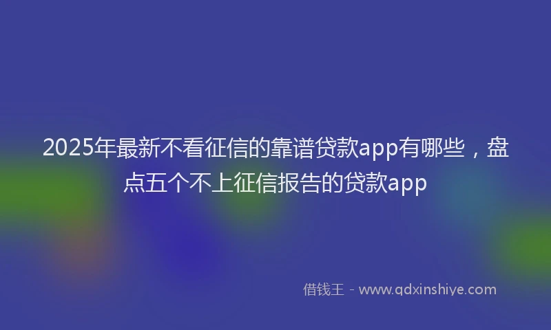2025年最新不看征信的靠谱贷款app有哪些，盘点五个不上征信报告的贷款app