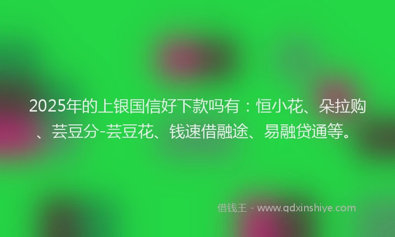 2025年的上银国信好下款吗有：恒小花、朵拉购、芸豆分-芸豆花、钱速借融途、易融贷通等。