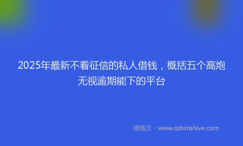2025年最新不看征信的私人借钱，概括五个高炮无视逾期能下的平台