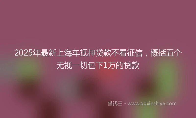2025年最新上海车抵押贷款不看征信，概括五个无视一切包下1万的贷款