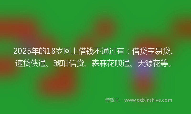 2025年的18岁网上借钱不通过有：借贷宝易贷、速贷侠通、琥珀信贷、森森花呗通、天源花等。