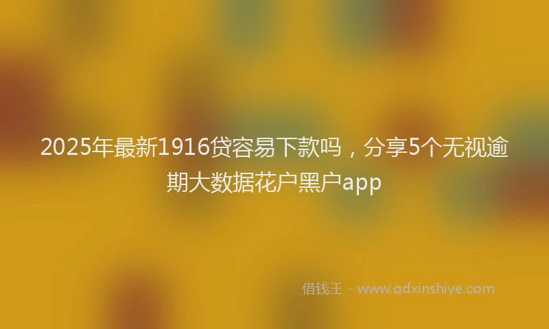 2025年最新1916贷容易下款吗，分享5个无视逾期大数据花户黑户app