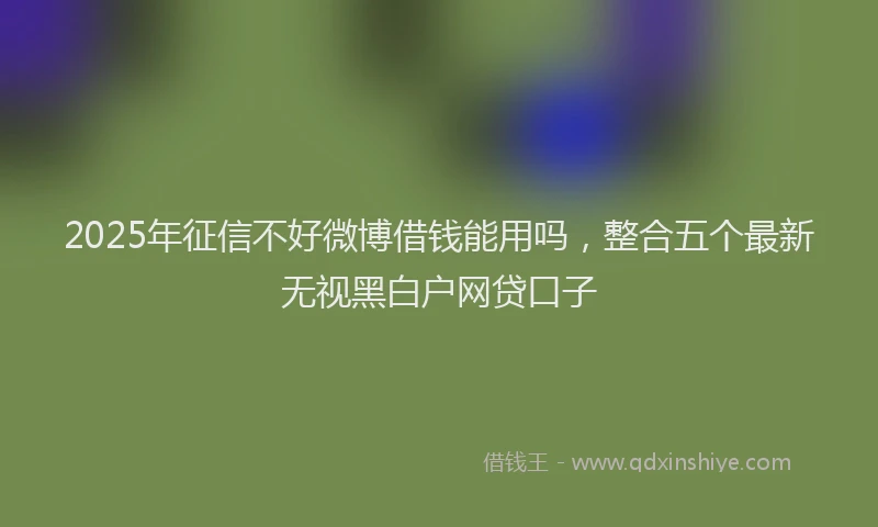 2025年征信不好微博借钱能用吗，整合五个最新无视黑白户网贷口子