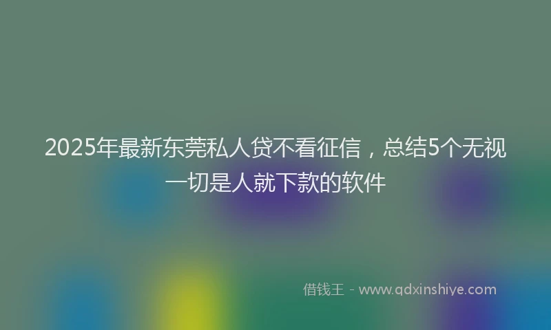 2025年最新东莞私人贷不看征信，总结5个无视一切是人就下款的软件