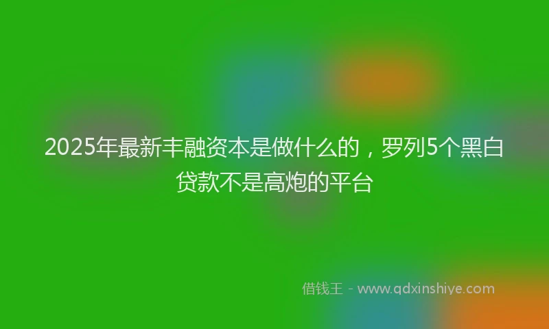 2025年最新丰融资本是做什么的，罗列5个黑白贷款不是高炮的平台