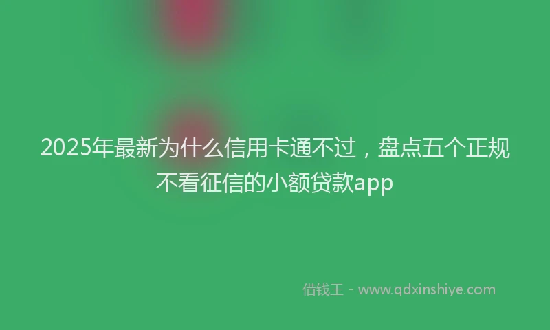 2025年最新为什么信用卡通不过，盘点五个正规不看征信的小额贷款app