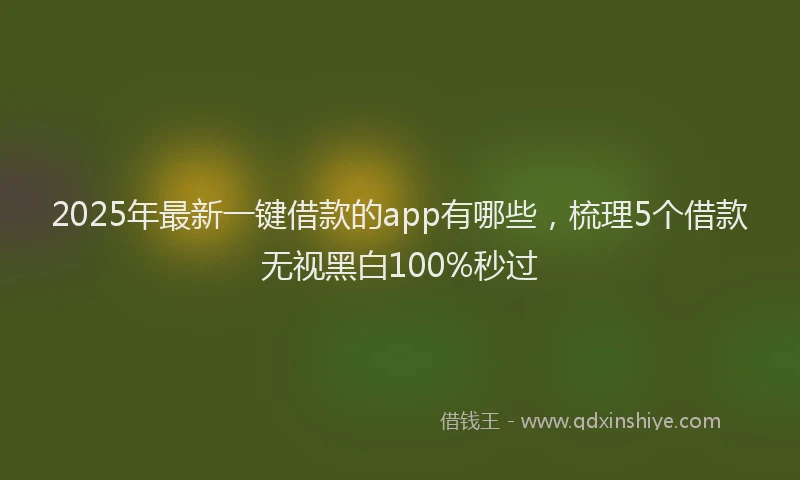 2025年最新一键借款的app有哪些，梳理5个借款无视黑白100%秒过