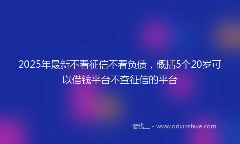 2025年最新不看征信不看负债，概括5个20岁可以借钱平台不查征信的平台