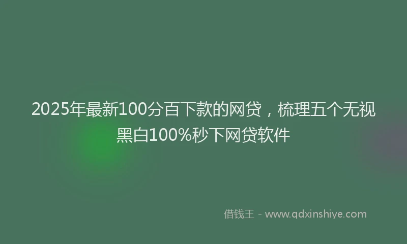 2025年最新100分百下款的网贷，梳理五个无视黑白100%秒下网贷软件