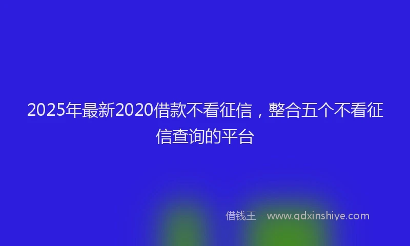 2025年最新2020借款不看征信，整合五个不看征信查询的平台