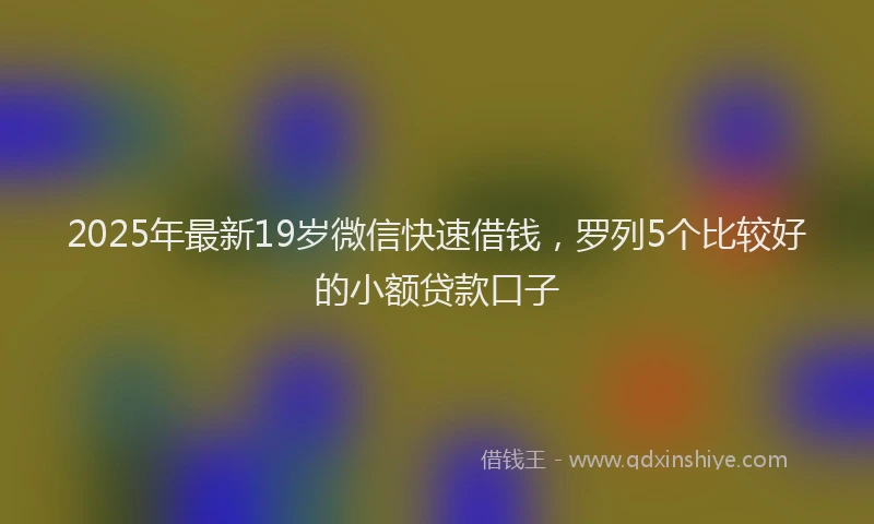 2025年最新19岁微信快速借钱，罗列5个比较好的小额贷款口子