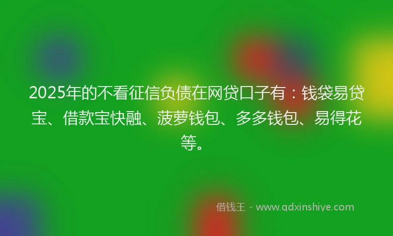 2025年的不看征信负债在网贷口子有：钱袋易贷宝、借款宝快融、菠萝钱包、多多钱包、易得花等。