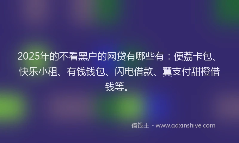 2025年的不看黑户的网贷有哪些有：便荔卡包、快乐小租、有钱钱包、闪电借款、翼支付甜橙借钱等。