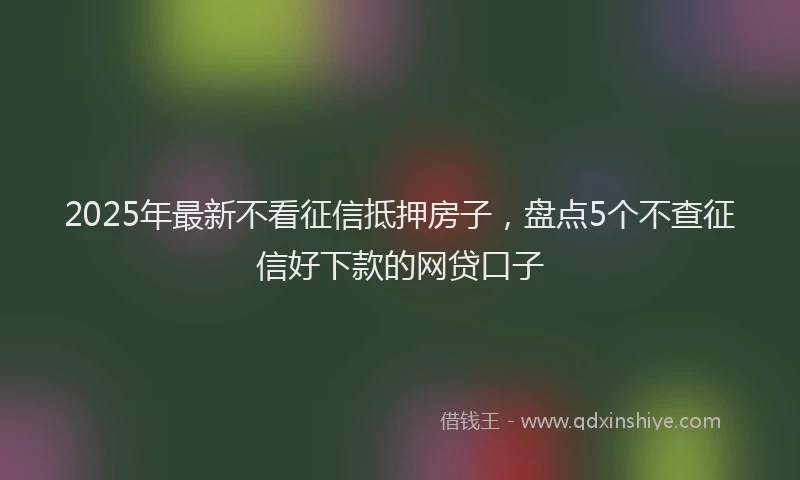 2025年最新不看征信抵押房子，盘点5个不查征信好下款的网贷口子