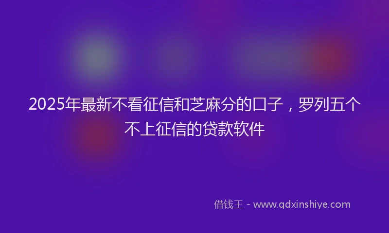 2025年最新不看征信和芝麻分的口子，罗列五个不上征信的贷款软件