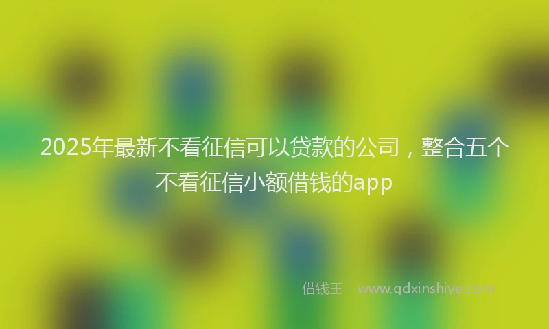 2025年最新不看征信可以贷款的公司，整合五个不看征信小额借钱的app