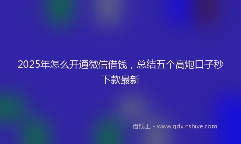 2025年怎么开通微信借钱，总结五个高炮口子秒下款最新
